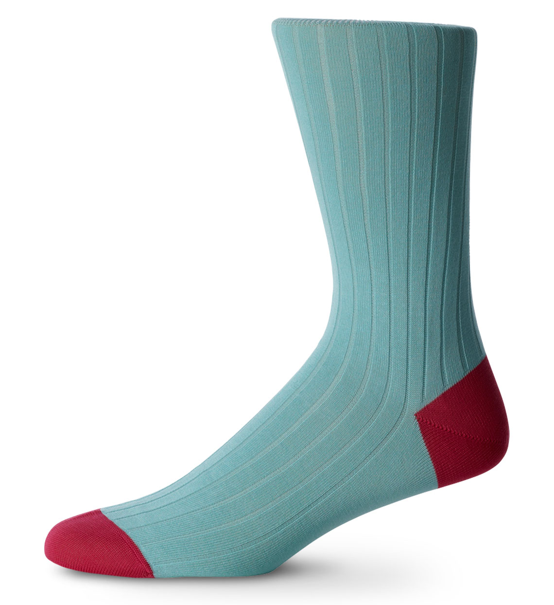 English Cotton Lisle Socks Light Turquoise & Pink - Dalvey