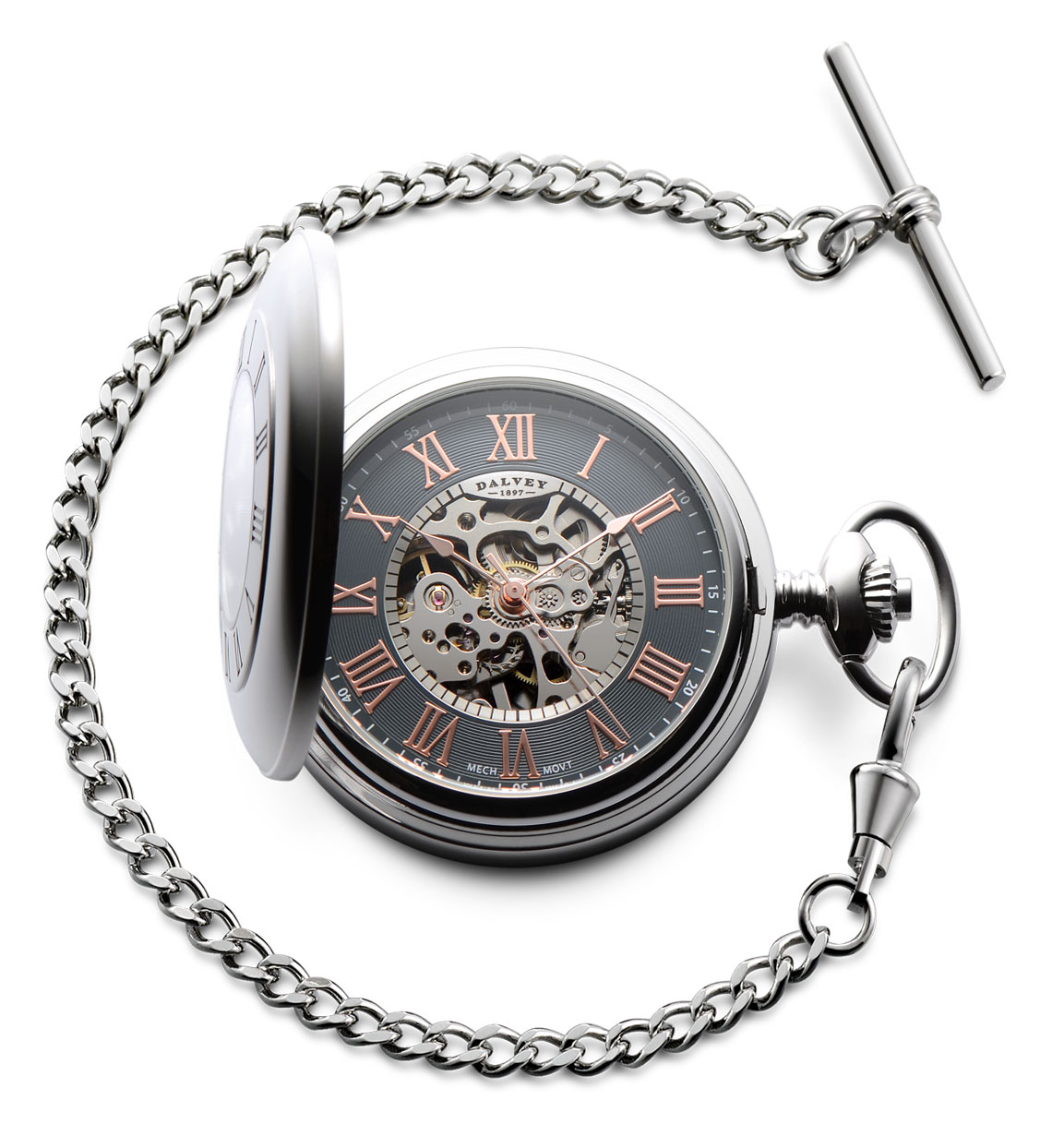 Dalvey - BACK IN STOCK | Skeletal Pocket Watch Our impressive, precision  engineered Skeletal Pocket Watch opens on both sides to reveal its  beautiful mechanical movement. Precision deep-engraved with the Latin  inscription: