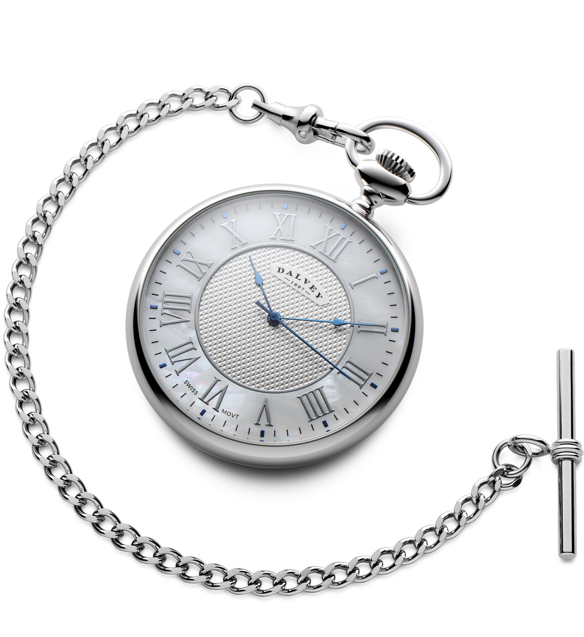 Open Face Pocket Watch White Mother Of Pearl - Dalvey