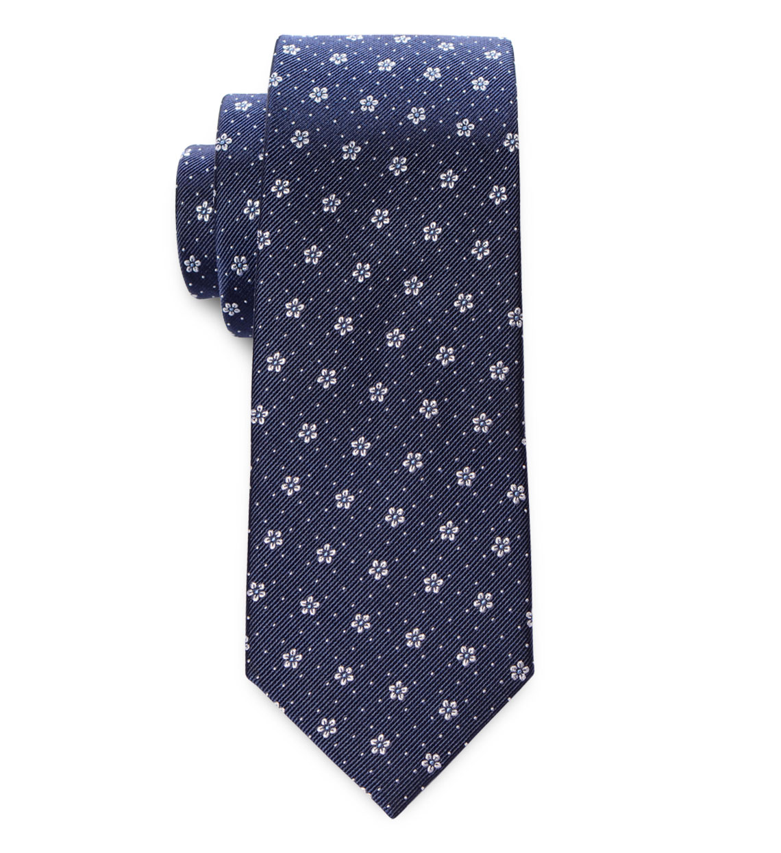 Silk Tie: Navy Pindot Sakura | Men's Accessories